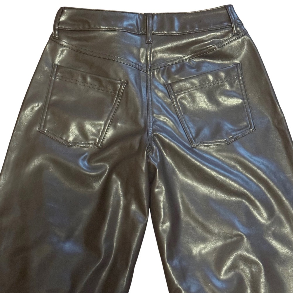 NWT Old Navy Faux Leather Barrel Leg Pants Brown Size 4 Tall - Picture 12 of 12